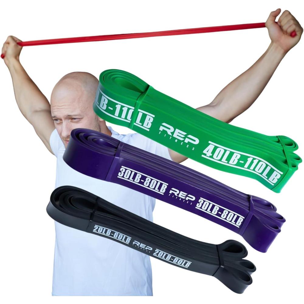 imageRep Fitness PullUp Bands  Assisted Pullup and Resistance Stretch Bands for Strength and Conditioning Weightlifting Gymnastics Mobility and PowerLifting  Sold as Single Bands or SetsL Bundle 5 Black  Purple  Green