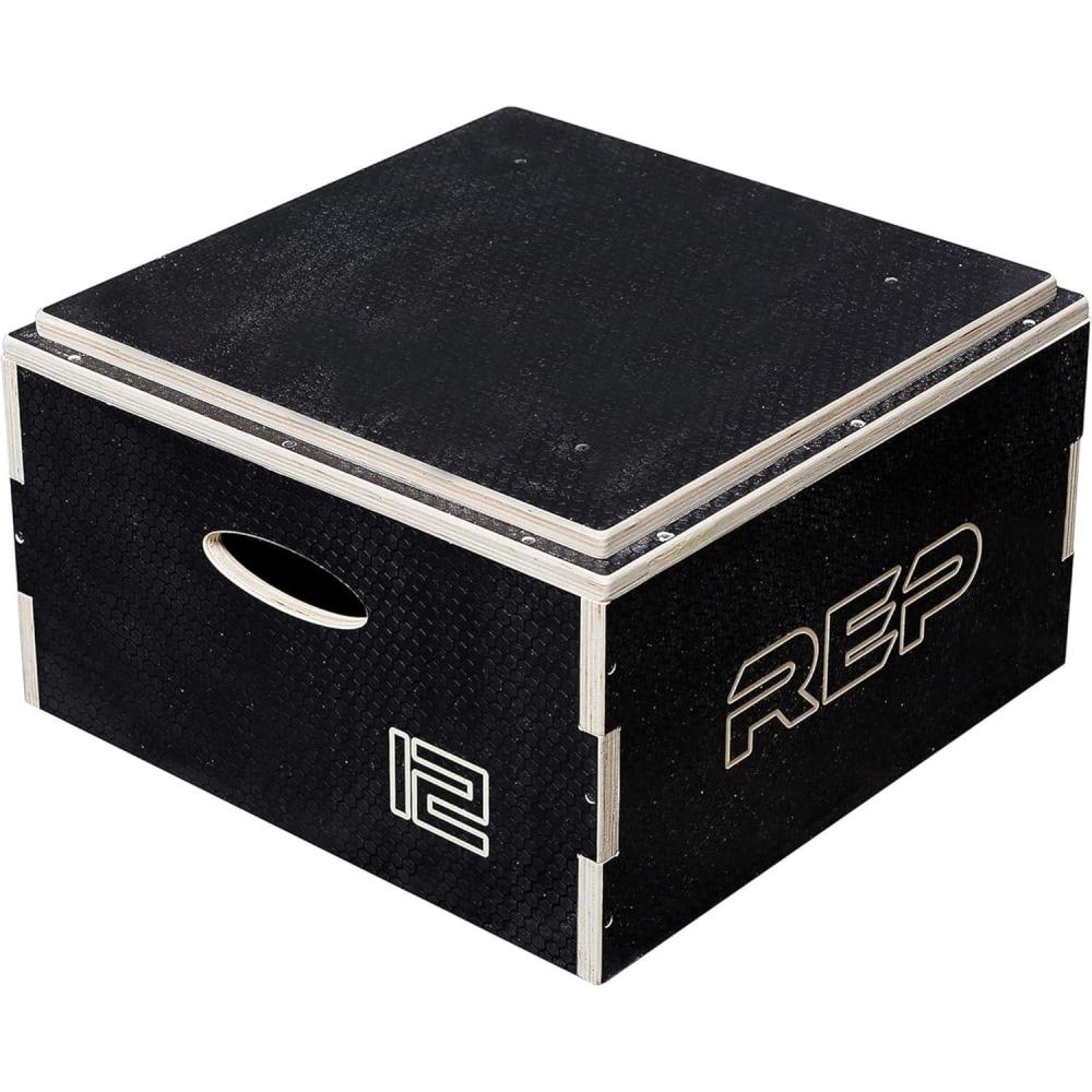 imageRep Wooden Plyo Box Stackable Jump Platforms for Home Gym Workouts Multiple Height Options from 4 68 and 12quot Exercise Step Up Boxes for CrossFit ampamp Plyometric Training Durable Fitness Equipment12