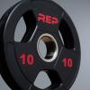 REP Fitness Rubber Coated Olympic Plates, Updated Design – Tri-Grip Olympic Barbell Weights – Sold in Pairs and Sets…(C: 10lb Pair)