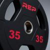 REP Fitness Rubber Coated Olympic Plates, Updated Design – Tri-Grip Olympic Barbell Weights – Sold in Pairs and Sets…(E: 35lb Pair)