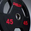 REP Fitness Rubber Coated Olympic Plates, Updated Design – Tri-Grip Olympic Barbell Weights – Sold in Pairs and Sets…(F: 45lb Pair)