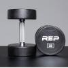 REP Fitness Urethane Coated Round Dumbbells, 5 to 100 lbs, Singles or Pairs, With or Without Rack, Steel Core, Rubber Encased, Chrome Handles, Professional Weights for Home Gym Strength Training(5-75 lb set with 3 Tier Rack)