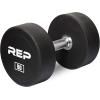 REP Fitness Urethane Coated Round Dumbbells, 5 to 100 lbs, Singles or Pairs, With or Without Rack, Steel Core, Rubber Encased, Chrome Handles, Professional Weights for Home Gym Strength Training(55-75 lb set)