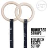 REP Fitness Wood Gymnastic Rings with Numbered Heavy Duty Adjustable Straps – Perfect for Cross-Training Workouts, Gymnastics and Conditioning(1.25″)