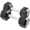Rep Fitness Rubber Hex Dumbbell(s) – Singles (55LB +) and Pairs (5LB – 50LB) – Low Odor, Fully Knurled Handle(15 LB Pair)
