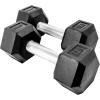 Rep Fitness Rubber Hex Dumbbell(s) – Singles (55LB +) and Pairs (5LB – 50LB) – Low Odor, Fully Knurled Handle(17.5 LB Pair)