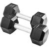 Rep Fitness Rubber Hex Dumbbell(s) – Singles (55LB +) and Pairs (5LB – 50LB) – Low Odor, Fully Knurled Handle(20 LB Pair)