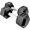 Rep Fitness Rubber Hex Dumbbell(s) – Singles (55LB +) and Pairs (5LB – 50LB) – Low Odor, Fully Knurled Handle(22.5 LB Pair)