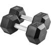 Rep Fitness Rubber Hex Dumbbell(s) – Singles (55LB +) and Pairs (5LB – 50LB) – Low Odor, Fully Knurled Handle(30 LB Pair)