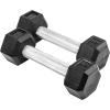 Rep Fitness Rubber Hex Dumbbell(s) – Singles (55LB +) and Pairs (5LB – 50LB) – Low Odor, Fully Knurled Handle(5 LB Pair)