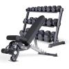 REP FITNESS Dumbbell Set with Bench – 5-50, 5-75 or 5-100 Rubber Hex Dumbbell Set with Either Flat or Adjustable Bench(OptionB: 5-50withAdj)