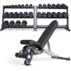 REP FITNESS Dumbbell Set with Bench – 5-50, 5-75 or 5-100 Rubber Hex Dumbbell Set with Either Flat or Adjustable Bench(OptionD: 5-75withAdj)