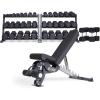 REP FITNESS Dumbbell Set with Bench – 5-50, 5-75 or 5-100 Rubber Hex Dumbbell Set with Either Flat or Adjustable Bench(OptionF: 5-100withAdj)