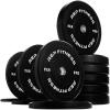 REP Fitness Rubber Bumper Plates, 5Lb to 370 lb Set Pairs, Olympic Standard Weights, Shock Absorbing Low Bounce Design, For Home Gyms, Fitness Centers, Strength Workouts, Barbell Use(370 LB Set)