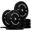 REP Fitness Rubber Bumper Plates, 5Lb to 370 lb Set Pairs, Olympic Standard Weights, Shock Absorbing Low Bounce Design, For Home Gyms, Fitness Centers, Strength Workouts, Barbell Use(250 LB Set)