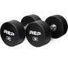 REP Fitness Urethane Coated Round Dumbbells, 5 to 100 lbs, Singles or Pairs, With or Without Rack, Steel Core, Rubber Encased, Chrome Handles, Professional Weights for Home Gym Strength Training(45 lb Pair)
