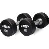 REP Fitness Urethane Coated Round Dumbbells, 5 to 100 lbs, Singles or Pairs, With or Without Rack, Steel Core, Rubber Encased, Chrome Handles, Professional Weights for Home Gym Strength Training(15 lb Pair)