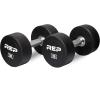REP Fitness Urethane Coated Round Dumbbells, 5 to 100 lbs, Singles or Pairs, With or Without Rack, Steel Core, Rubber Encased, Chrome Handles, Professional Weights for Home Gym Strength Training(30 lb Pair)